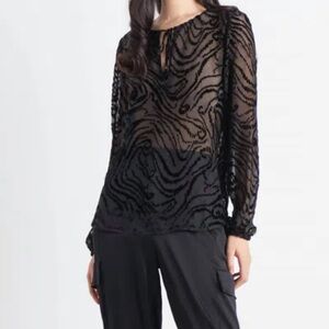 Paige Black Sheer Patterned Top Medium